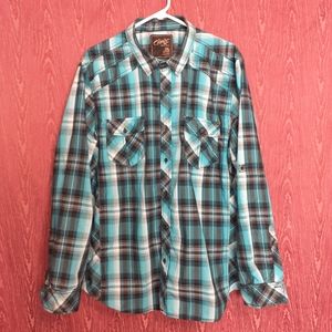 CHALC BUTTON DOWN PLAID WOMEN'S SHIRT SIZE XXL